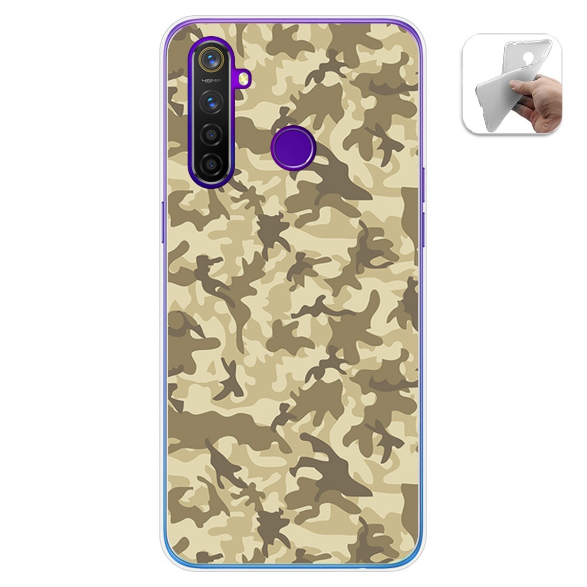 Funda Gel Tpu para Realme 5 Pro diseño Sand Camuflaje Dibujos