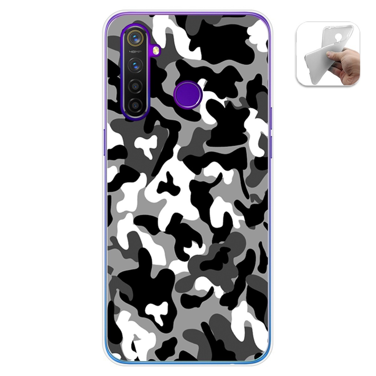 Funda Gel Tpu para Realme 5 Pro diseño Snow Camuflaje Dibujos