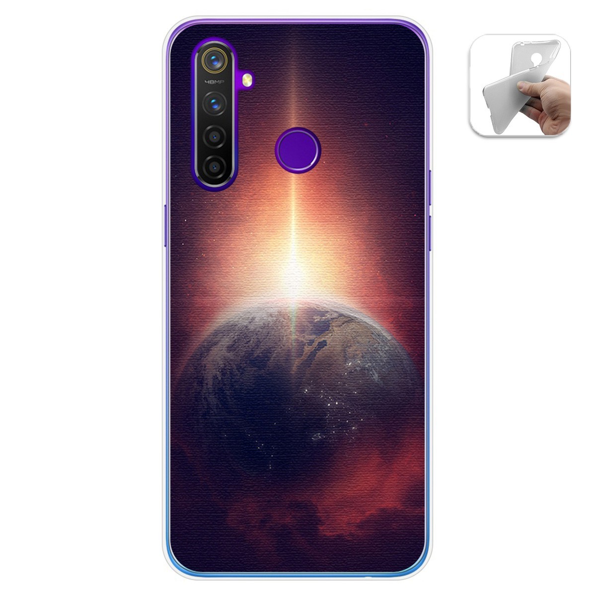 Funda Gel Tpu para Realme 5 Pro diseño Tierra Dibujos