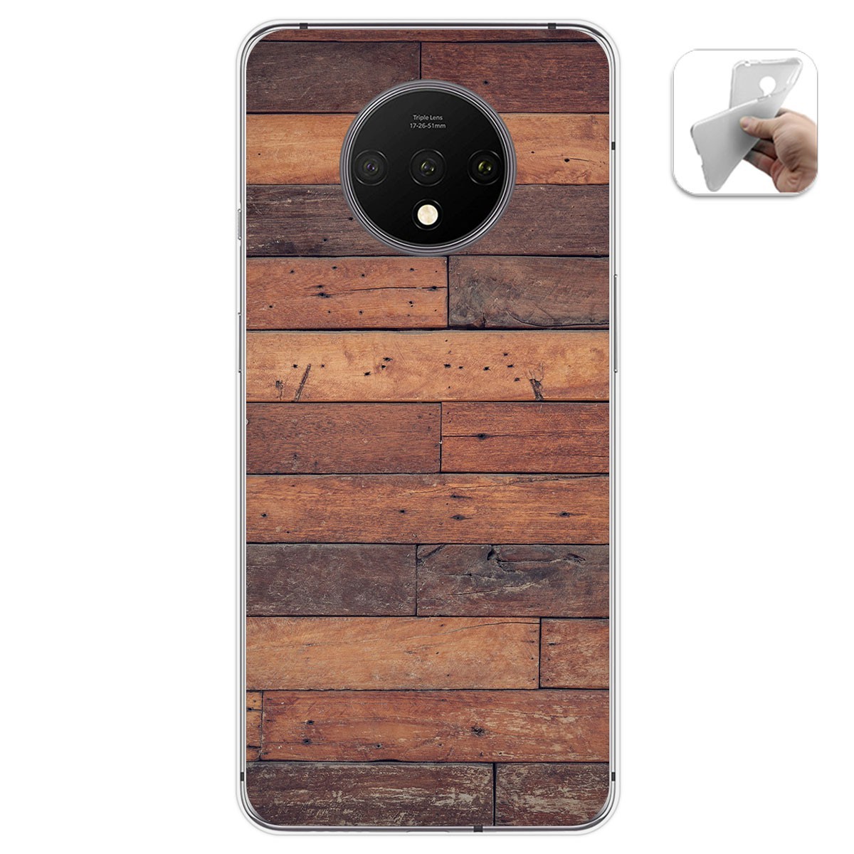 Funda Gel Tpu para Oneplus 7T diseño Madera 03 Dibujos