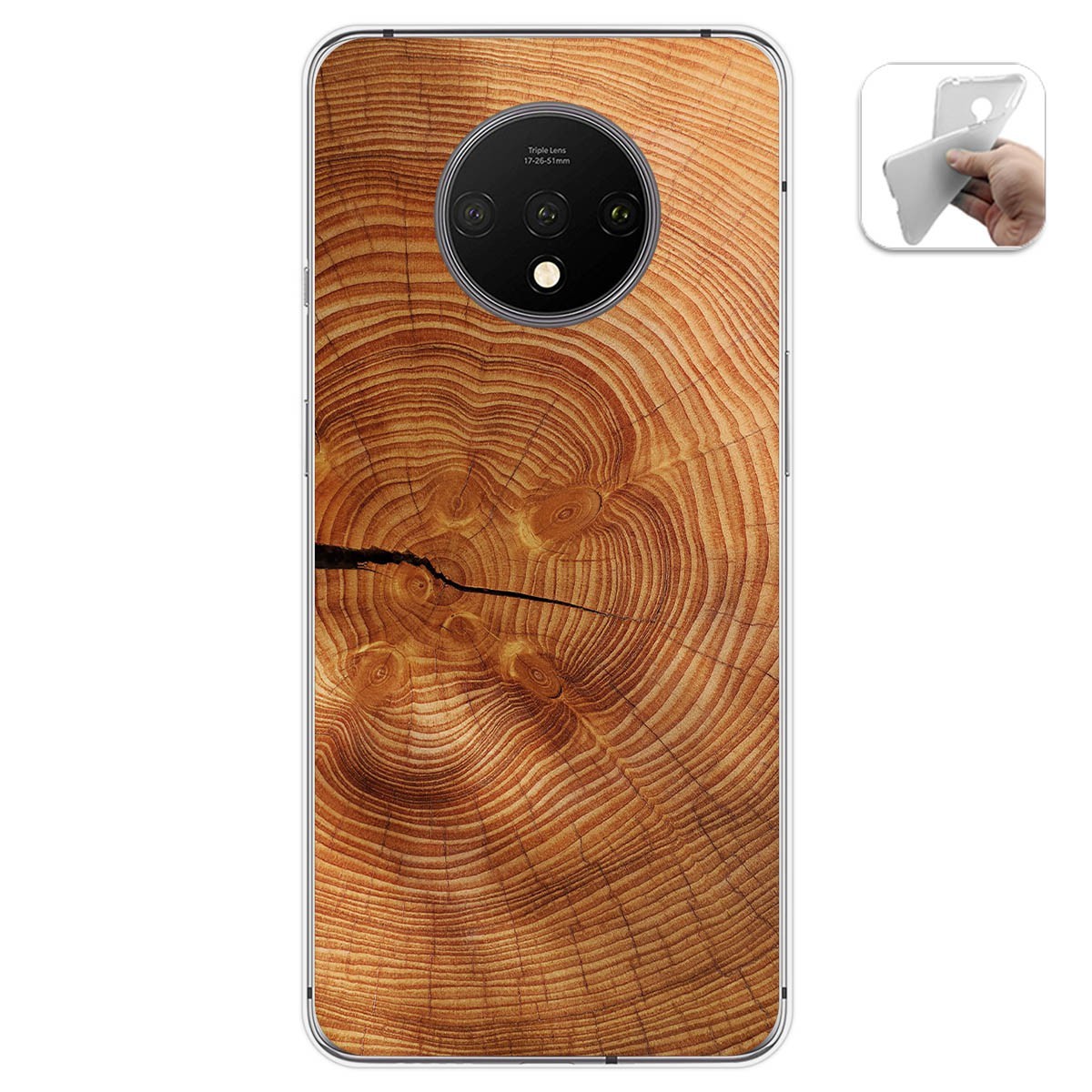 Funda Gel Tpu para Oneplus 7T diseño Madera 04 Dibujos