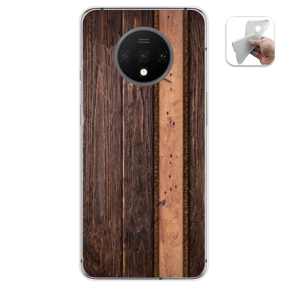 Funda Gel Tpu para Oneplus 7T diseño Madera 05 Dibujos