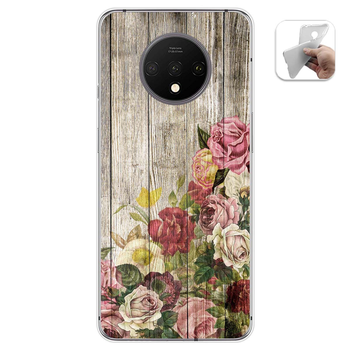 Funda Gel Tpu para Oneplus 7T diseño Madera 08 Dibujos