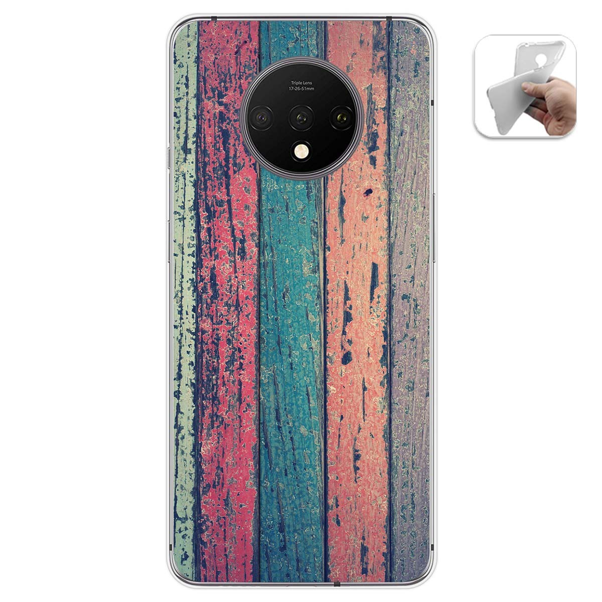 Funda Gel Tpu para Oneplus 7T diseño Madera 10 Dibujos