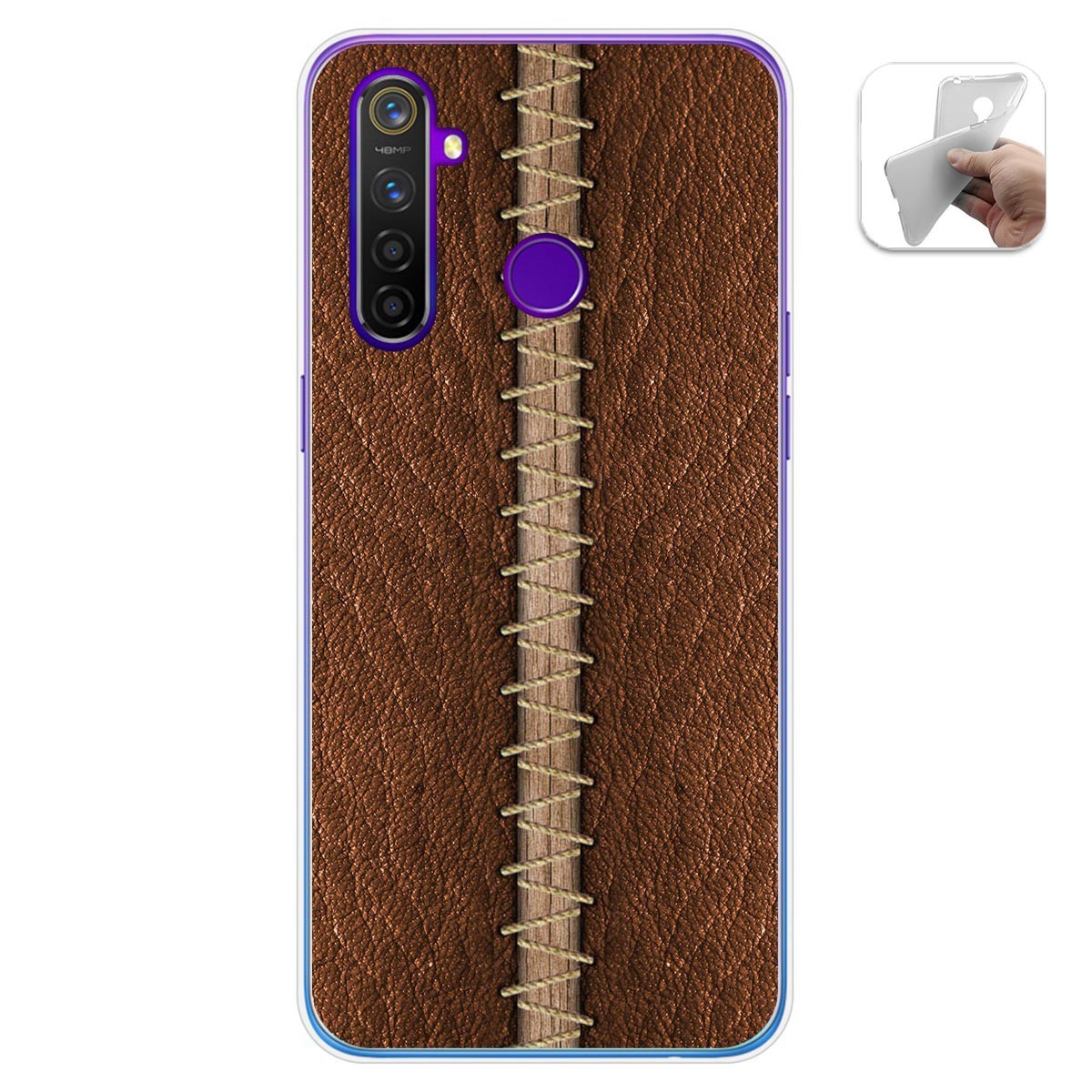 Funda Gel Tpu para Realme 5 Pro diseño Cuero 01 Dibujos
