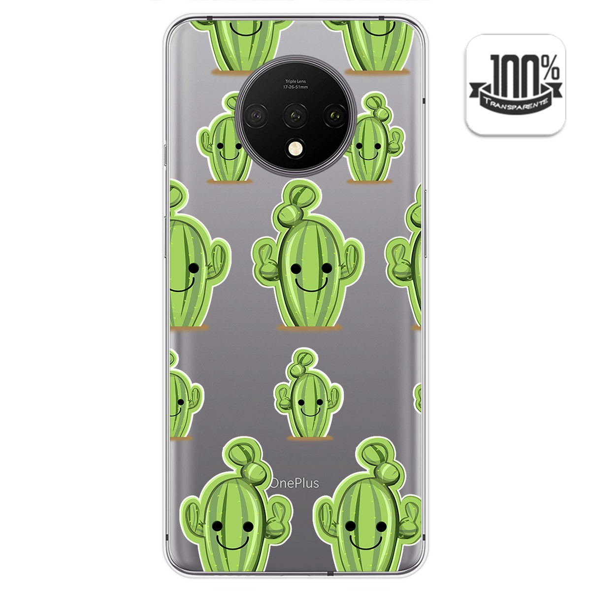 Funda Gel Transparente para Oneplus 7T diseño Cactus Dibujos