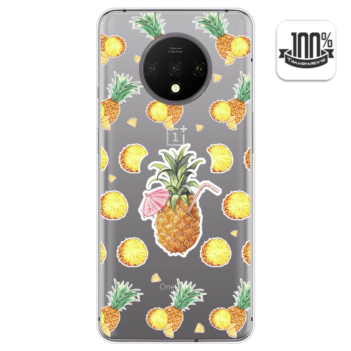 Funda Gel Transparente para Oneplus 7T diseño Piña Dibujos