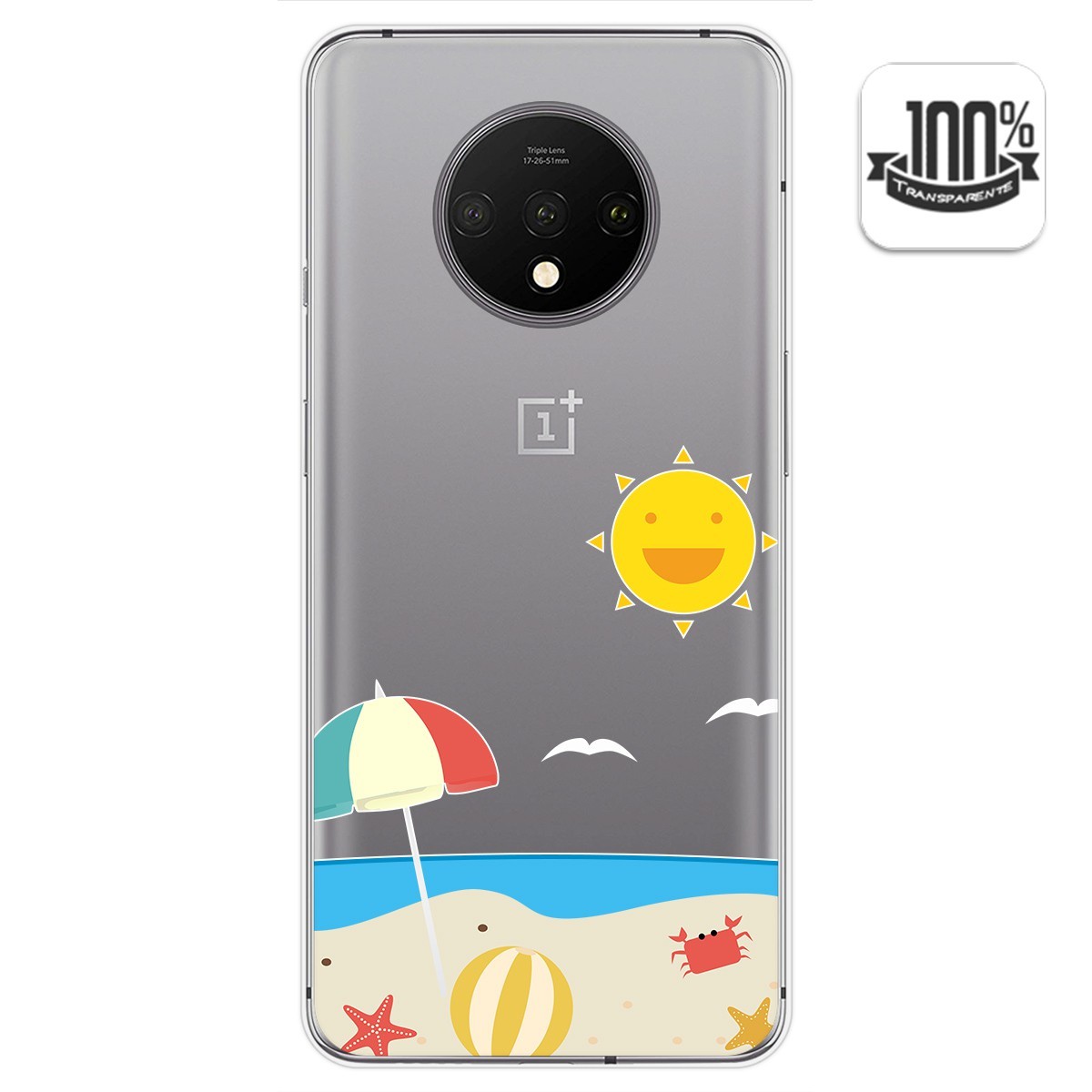 Funda Gel Transparente para Oneplus 7T diseño Playa Dibujos