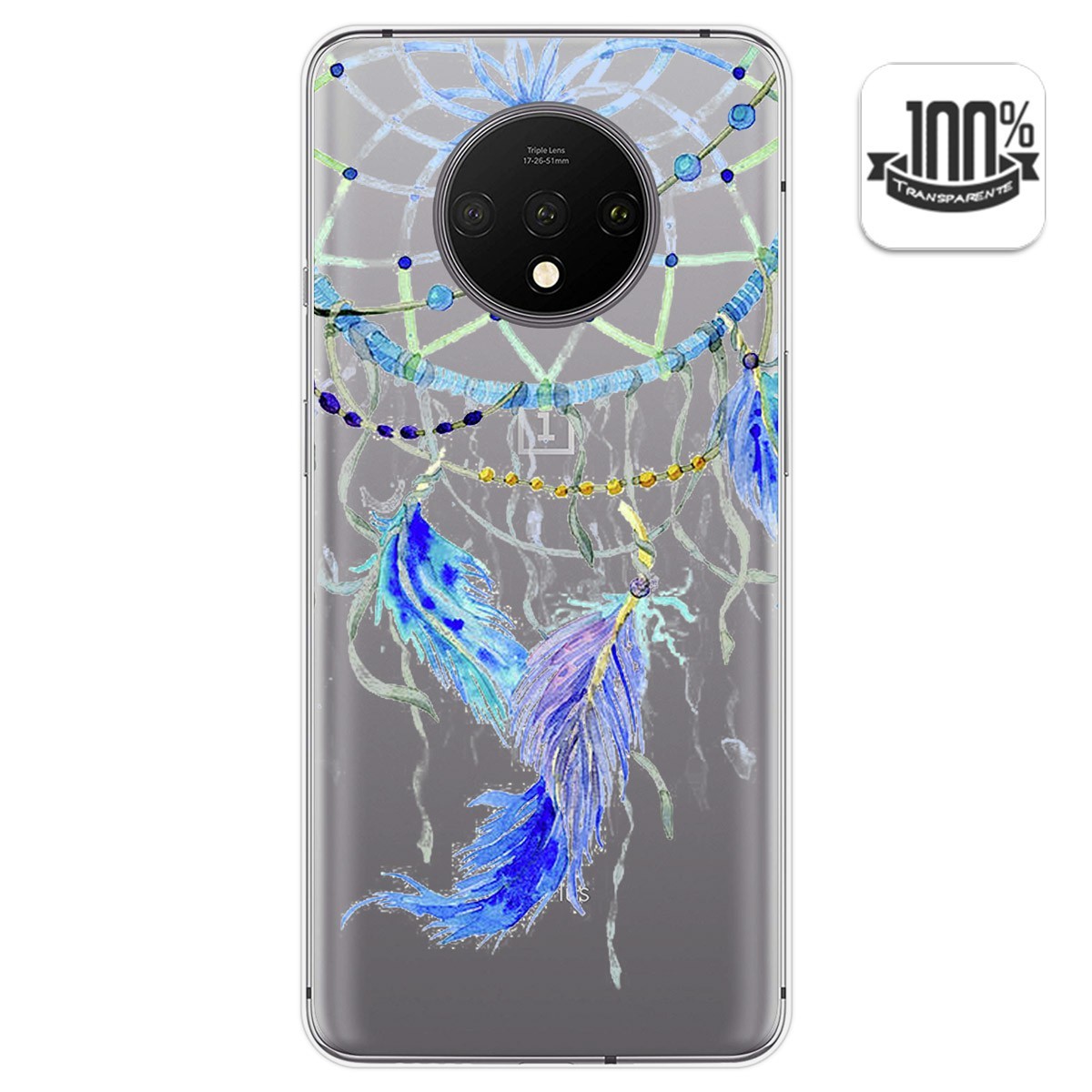Funda Gel Transparente para Oneplus 7T diseño Plumas Dibujos