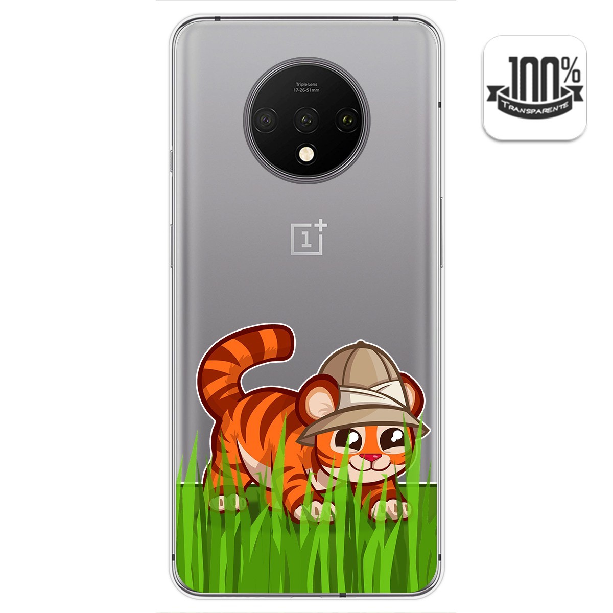 Funda Gel Transparente para Oneplus 7T diseño Tigre Dibujos