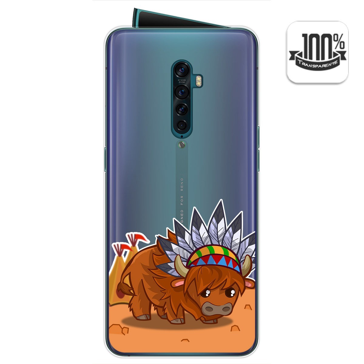 Funda Gel Transparente para Oppo Reno 2 diseño Bufalo Dibujos