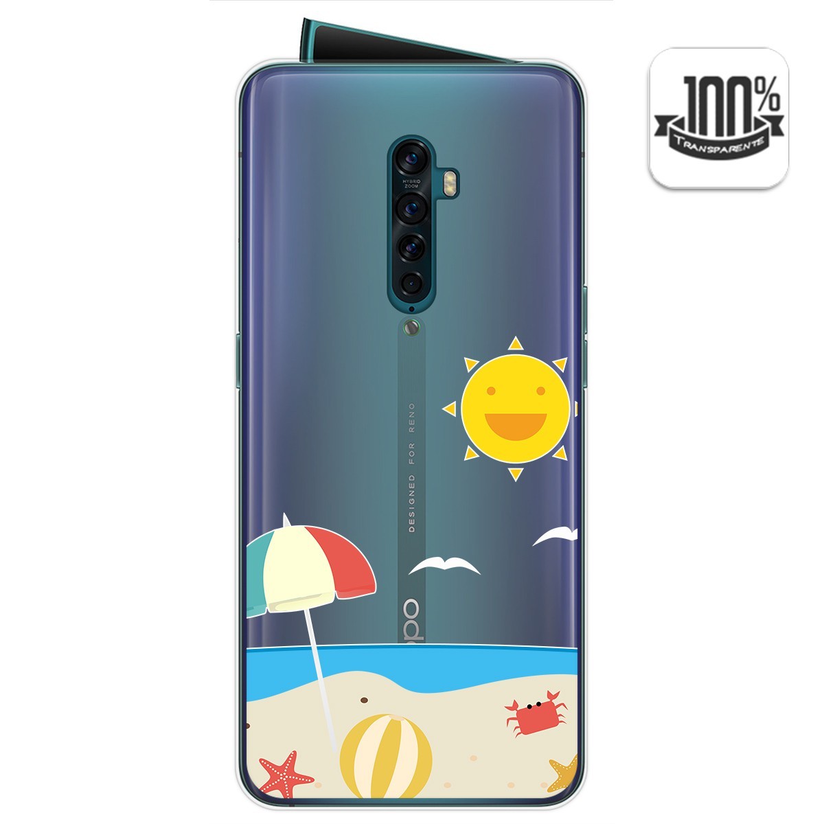 Funda Gel Transparente para Oppo Reno 2 diseño Playa Dibujos