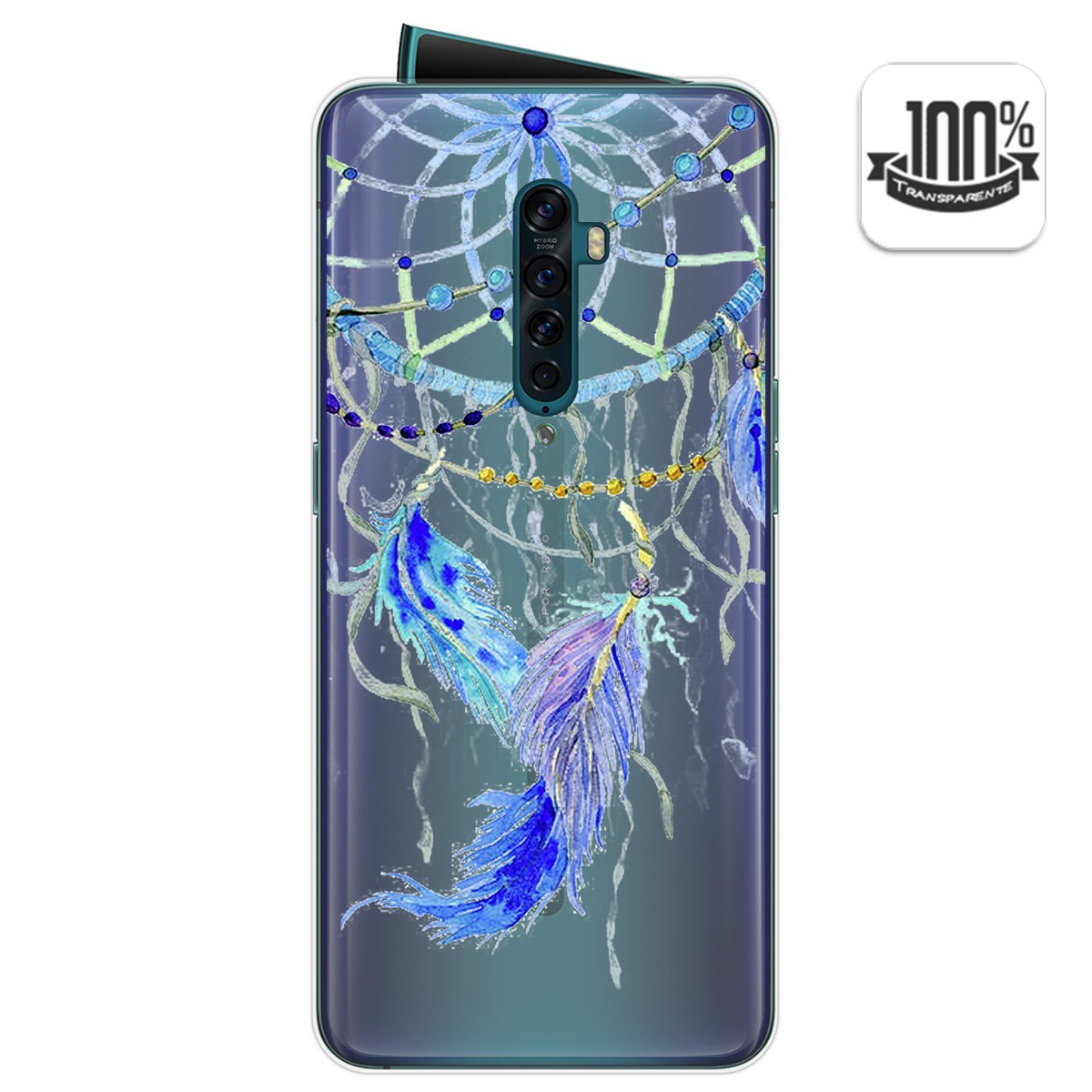 Funda Gel Transparente para Oppo Reno 2 diseño Plumas Dibujos