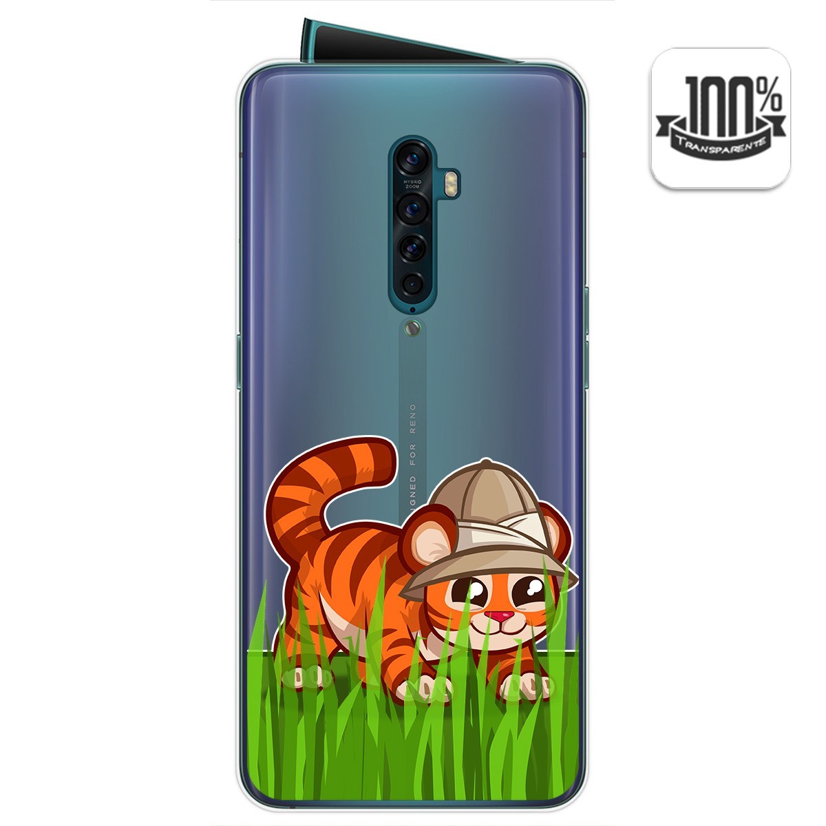 Funda Gel Transparente para Oppo Reno 2 diseño Tigre Dibujos