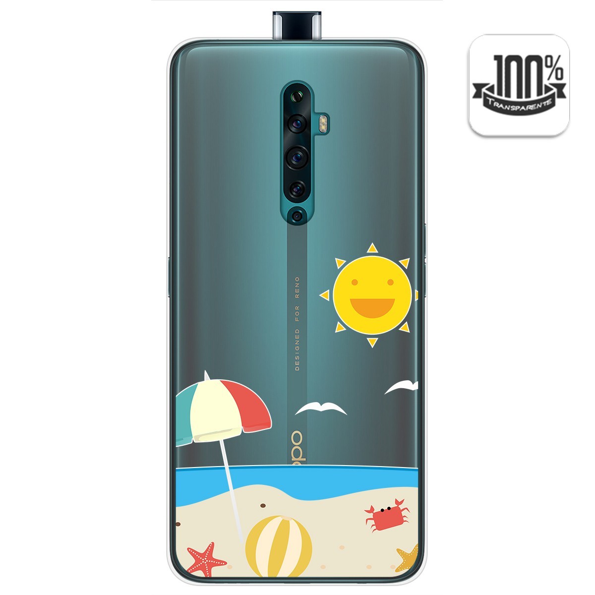 Funda Gel Transparente para Oppo Reno 2Z diseño Playa Dibujos