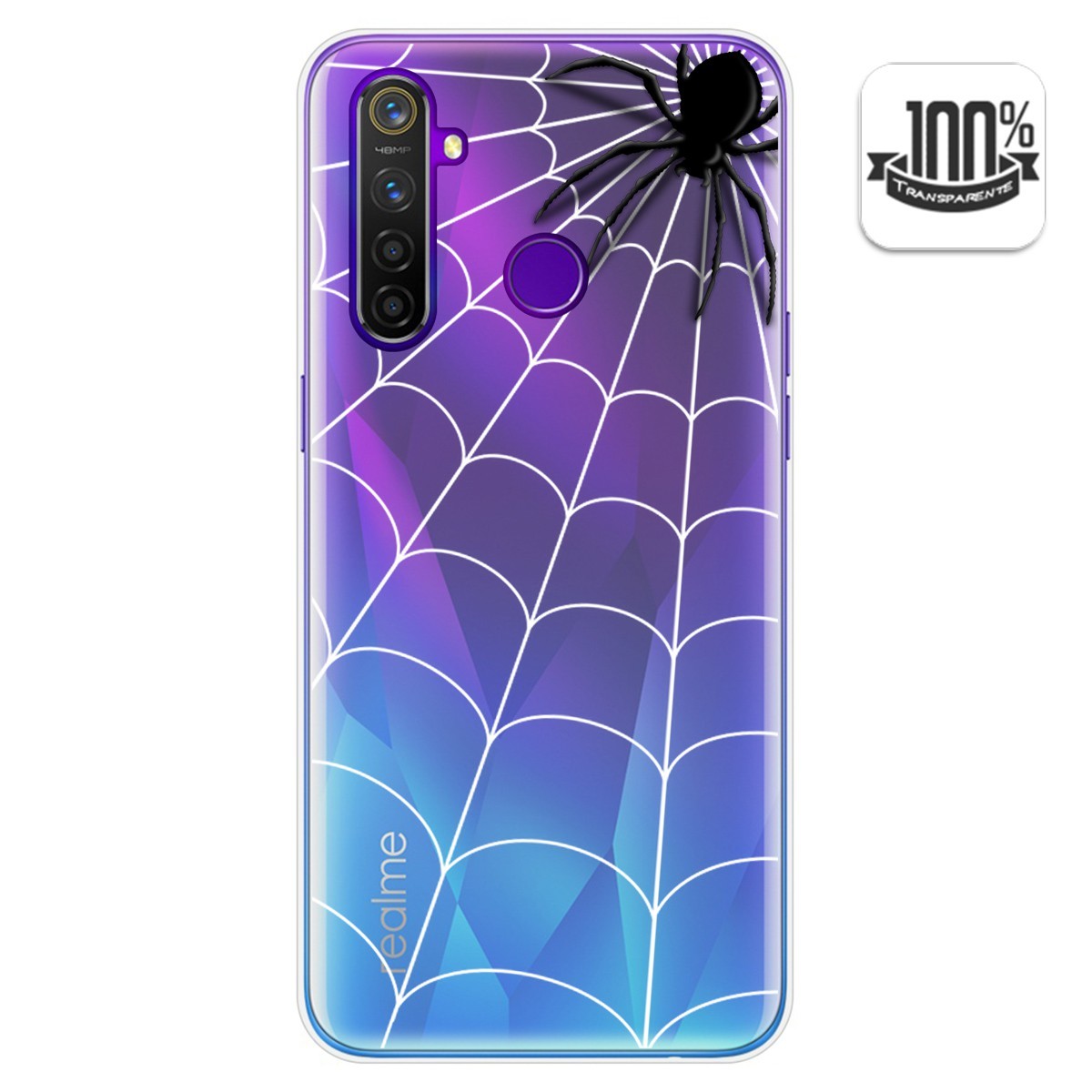 Funda Gel Transparente para Realme 5 Pro diseño Araña Dibujos