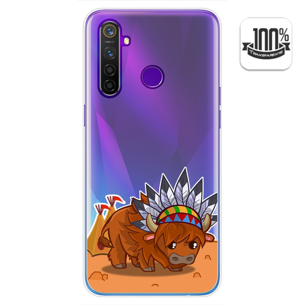 Funda Gel Transparente para Realme 5 Pro diseño Bufalo Dibujos