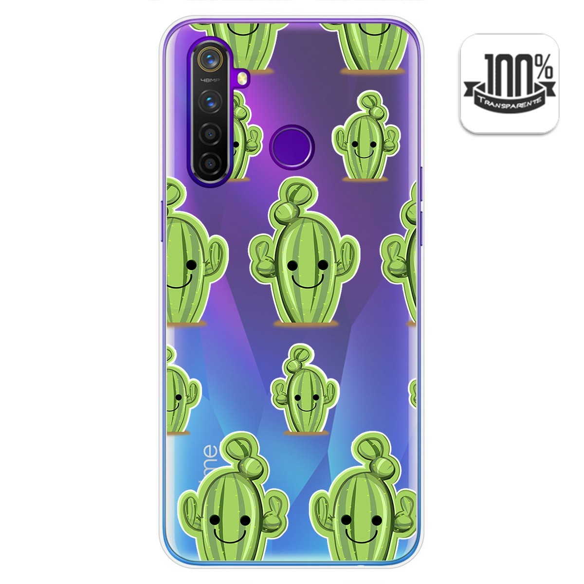 Funda Gel Transparente para Realme 5 Pro diseño Cactus Dibujos