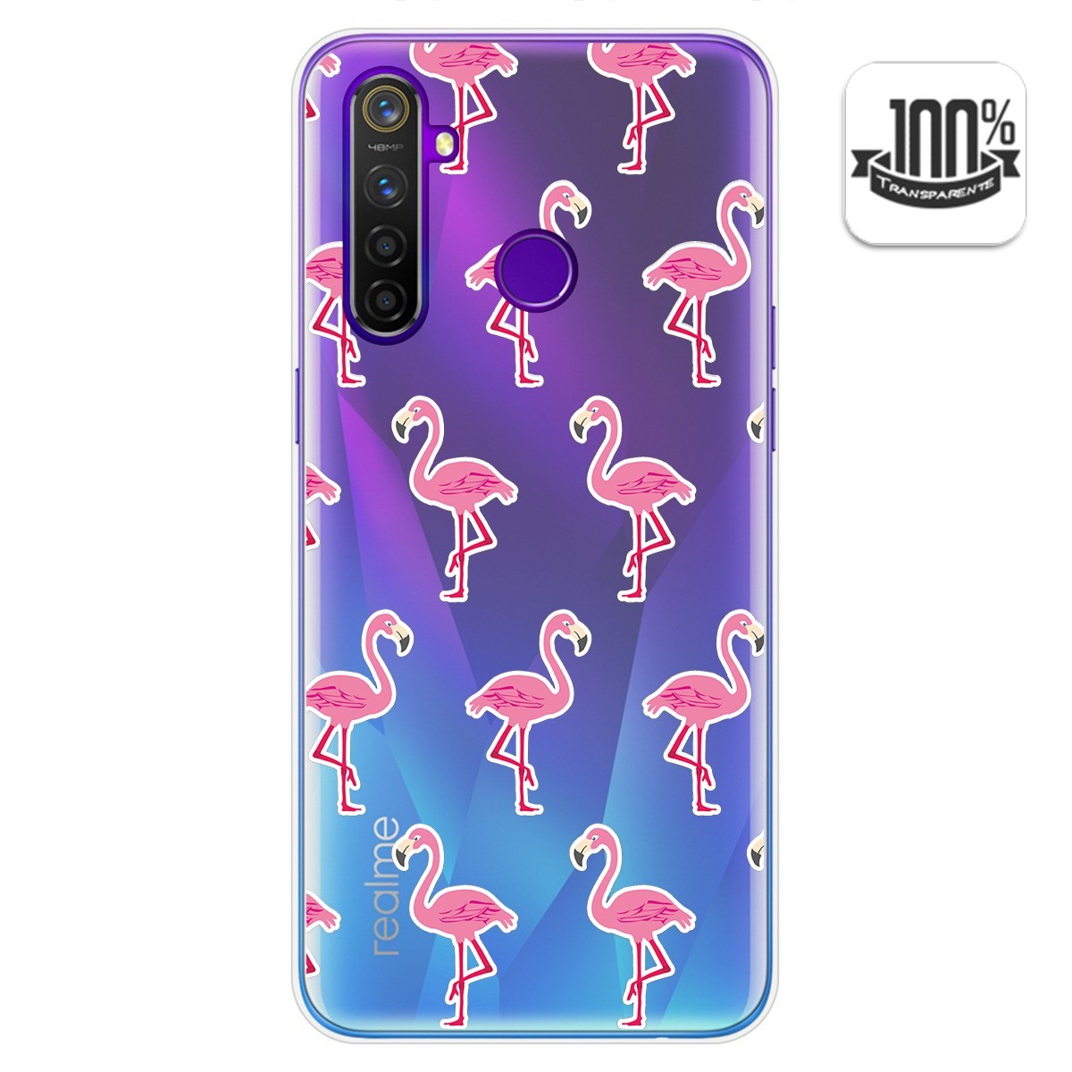 Funda Gel Transparente para Realme 5 Pro diseño Flamenco Dibujos