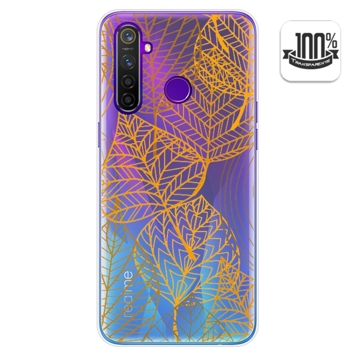 Funda Gel Transparente para Realme 5 Pro diseño Hojas Dibujos