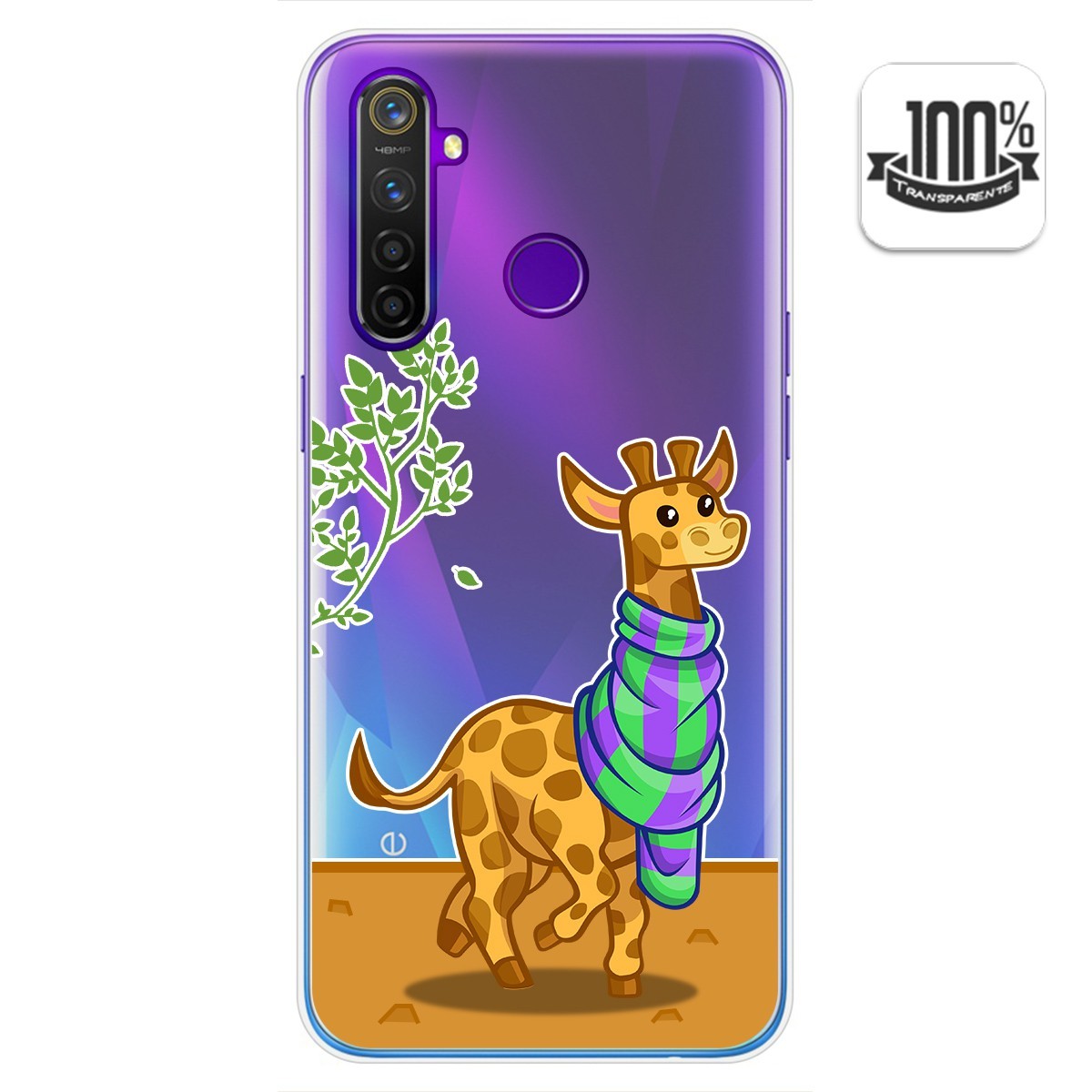 Funda Gel Transparente para Realme 5 Pro diseño Jirafa Dibujos