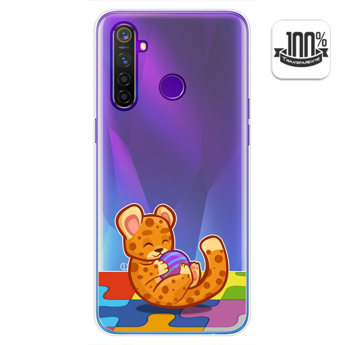 Funda Gel Transparente para Realme 5 Pro diseño Leopardo Dibujos