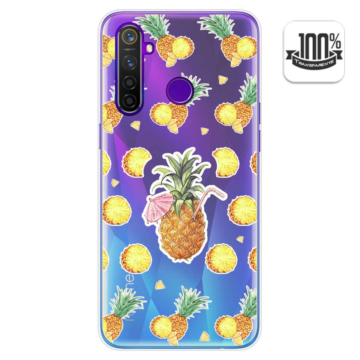 Funda Gel Transparente para Realme 5 Pro diseño Piña Dibujos