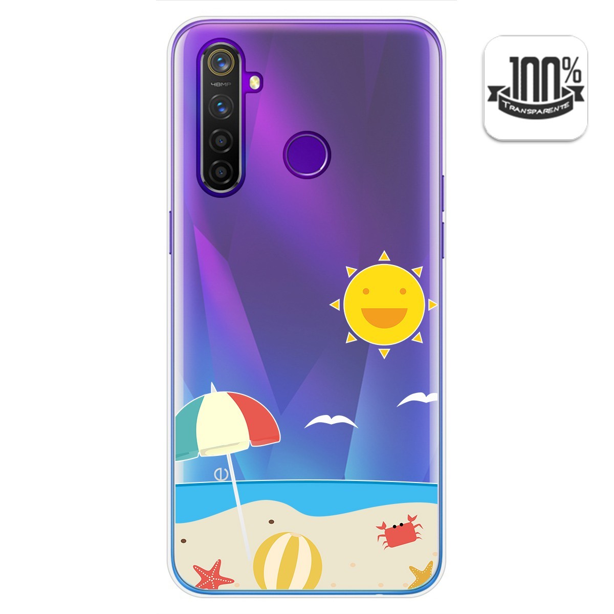Funda Gel Transparente para Realme 5 Pro diseño Playa Dibujos