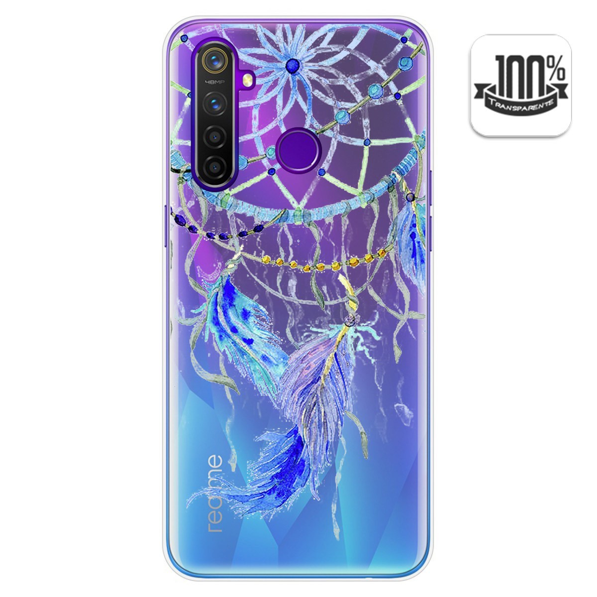 Funda Gel Transparente para Realme 5 Pro diseño Plumas Dibujos