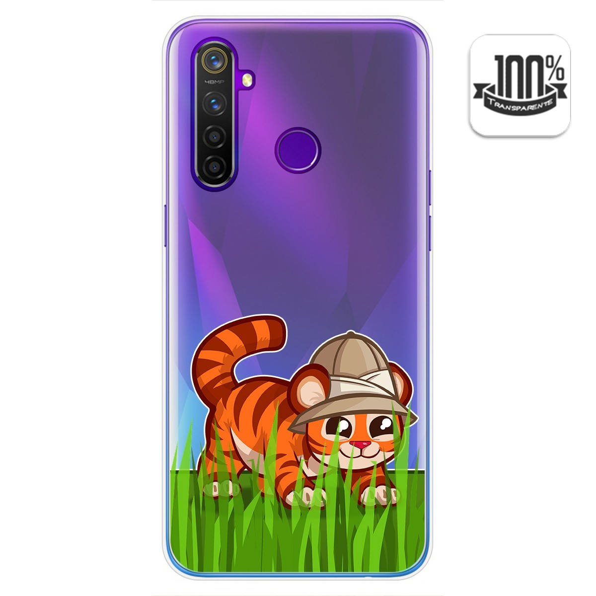 Funda Gel Transparente para Realme 5 Pro diseño Tigre Dibujos