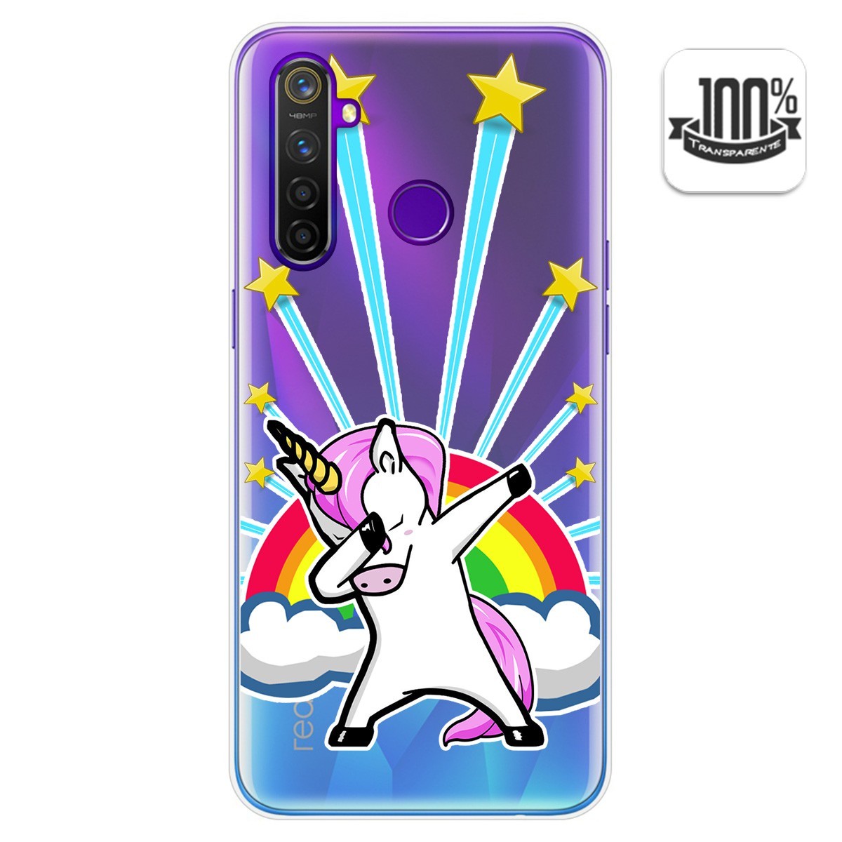 Funda Gel Transparente para Realme 5 Pro diseño Unicornio Dibujos