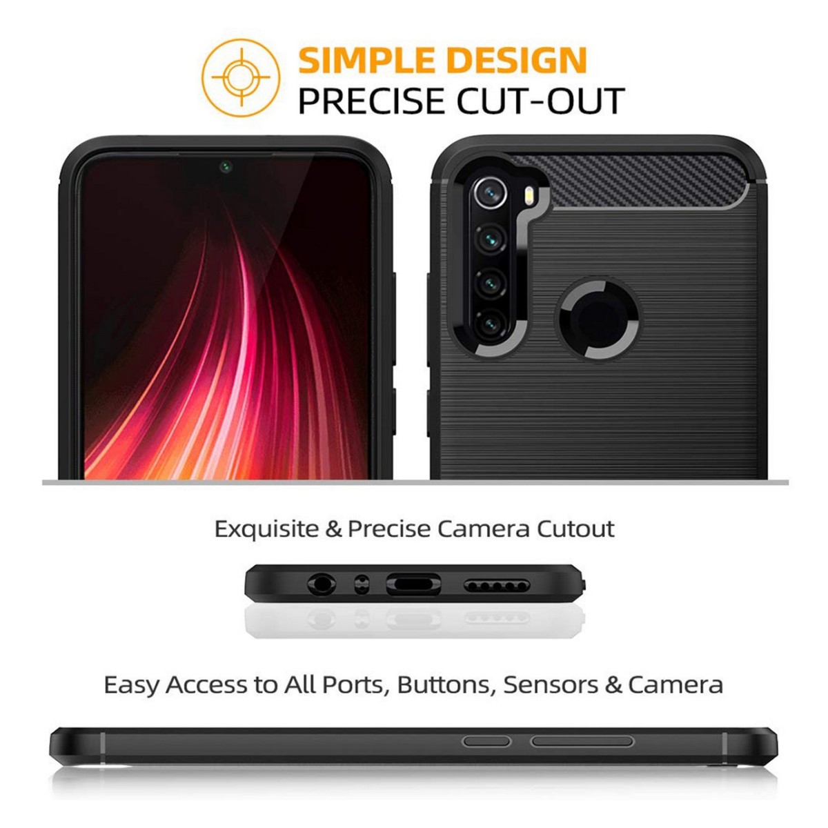 Funda Gel Tpu Tipo Carbon Negra para Xiaomi Redmi Note 8T