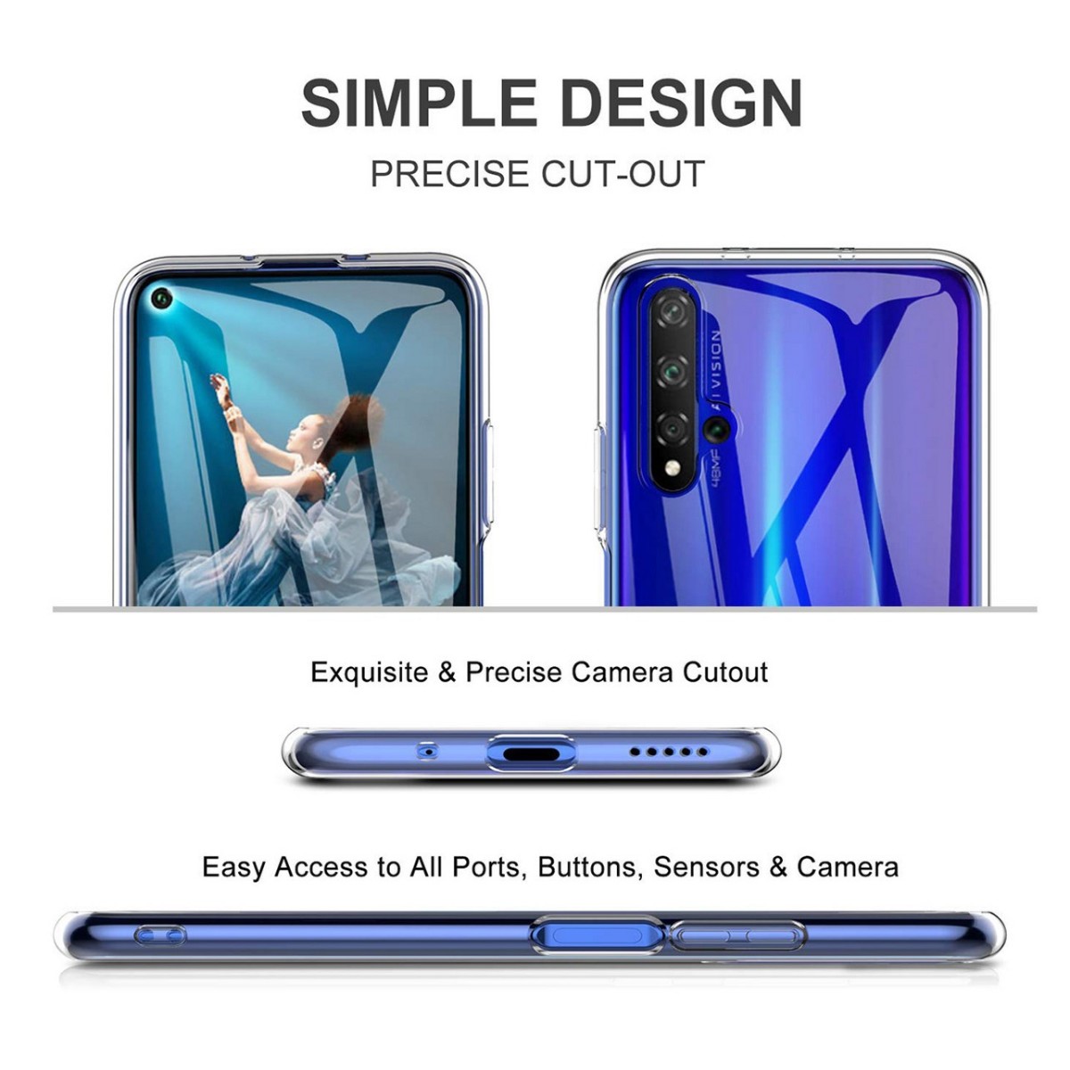 Funda Gel Tpu Fina Ultra-Thin 0,5mm Transparente para Huawei Nova 5T / Honor 20