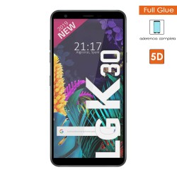 Protector Cristal Templado Completo 5D Full Glue Negro para Lg K30 Vidrio 2