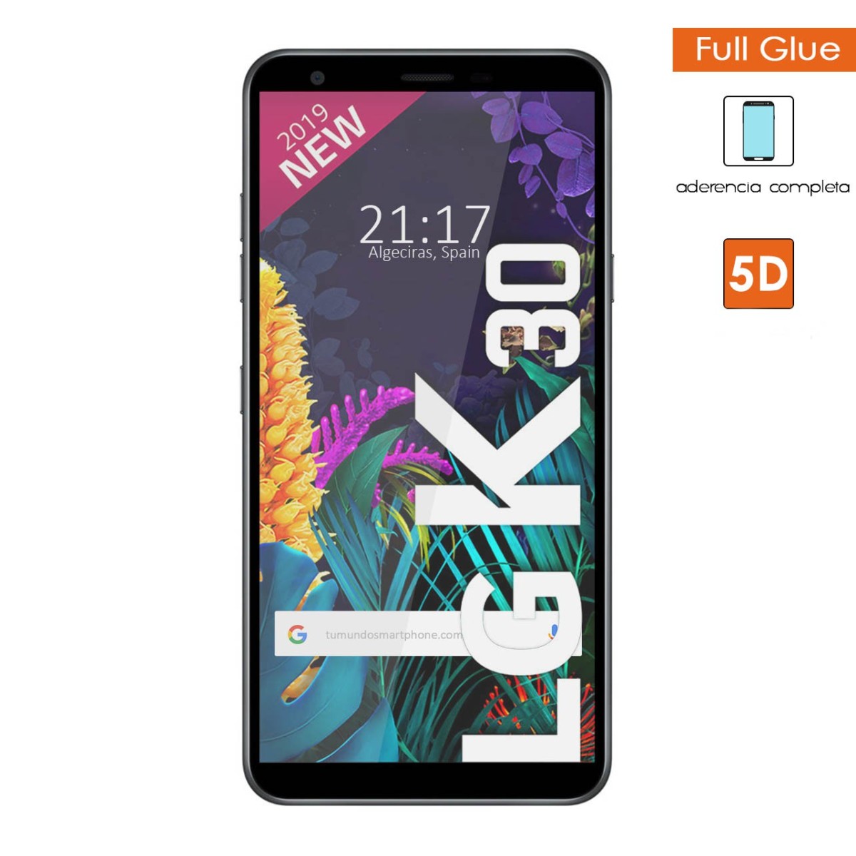 Protector Cristal Templado Completo 5D Full Glue Negro para Lg K30 Vidrio