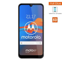 Protector Cristal Templado Completo 5D Full Glue Negro para Motorola Moto E6 Plus Vidrio 2