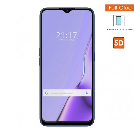 Protector Cristal Templado Completo 5D Full Glue Negro para Oppo A9 2020 Vidrio