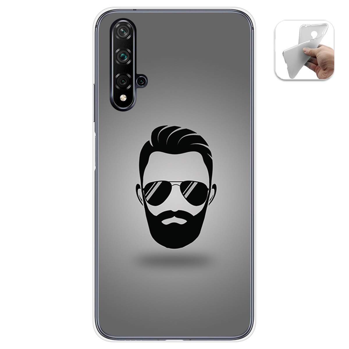 Funda Gel Tpu para Huawei Nova 5T / Honor 20 diseño Barba Dibujos