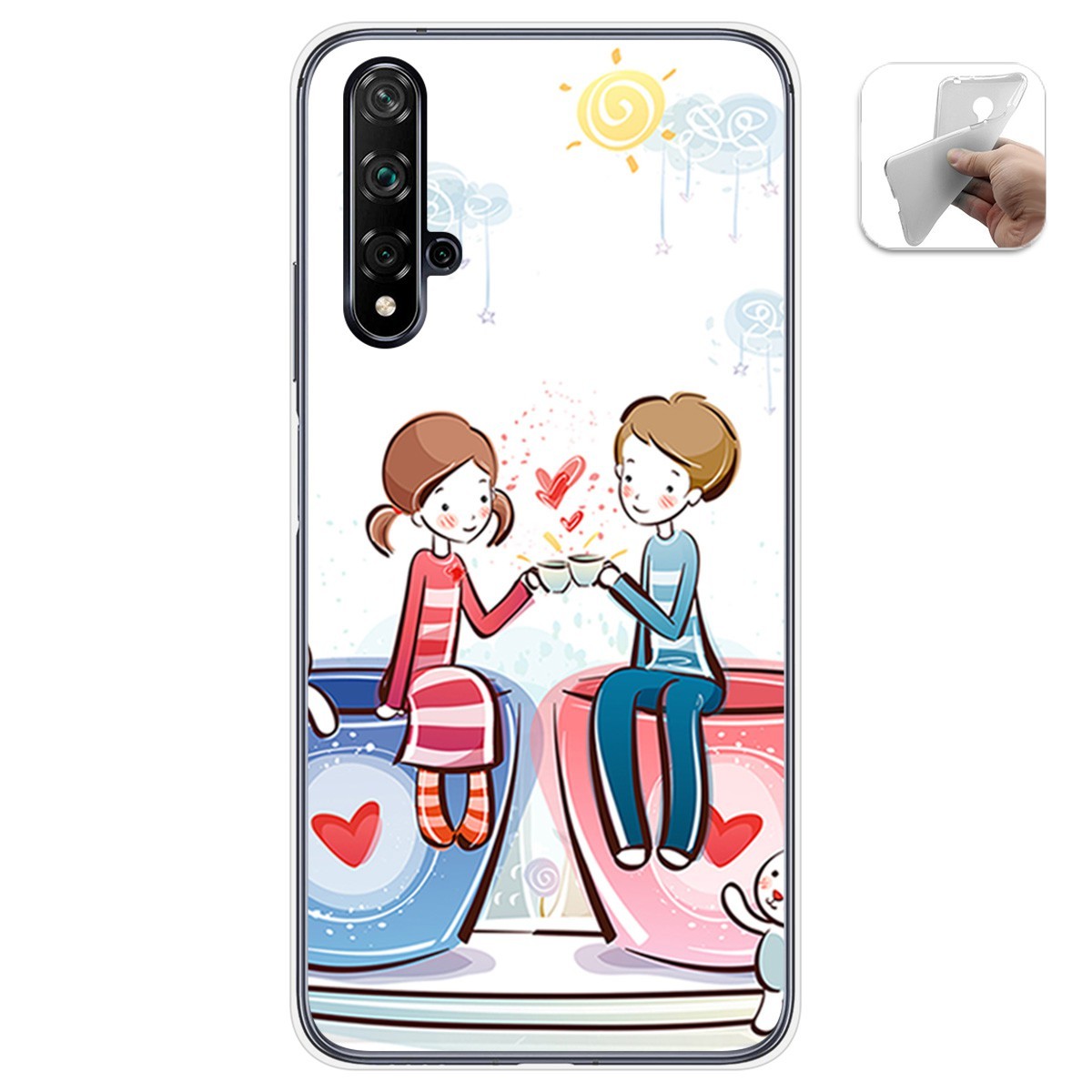 Funda Gel Tpu para Huawei Nova 5T / Honor 20 diseño Café Dibujos