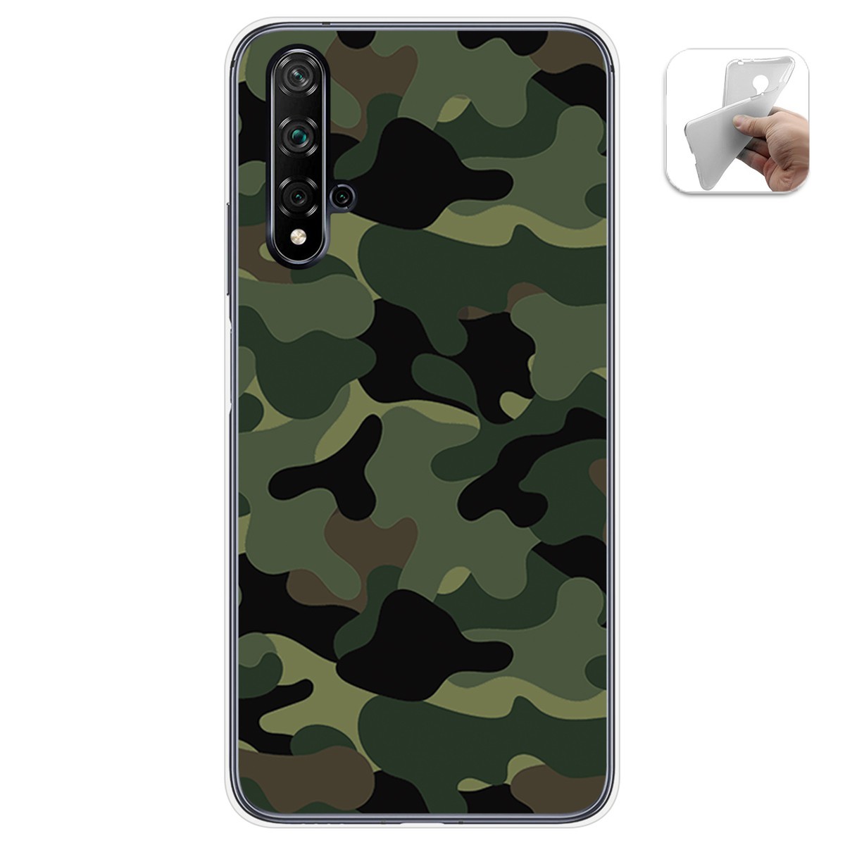 Funda Gel Tpu para Huawei Nova 5T / Honor 20 diseño Camuflaje Dibujos