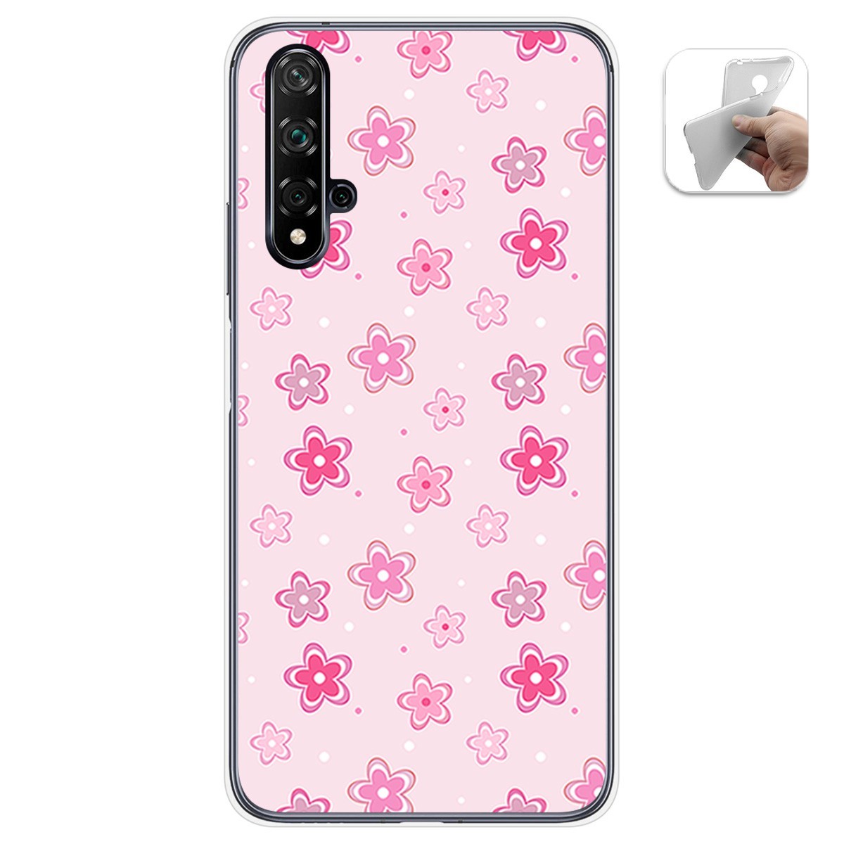Funda Gel Tpu para Huawei Nova 5T / Honor 20 diseño Flores Dibujos