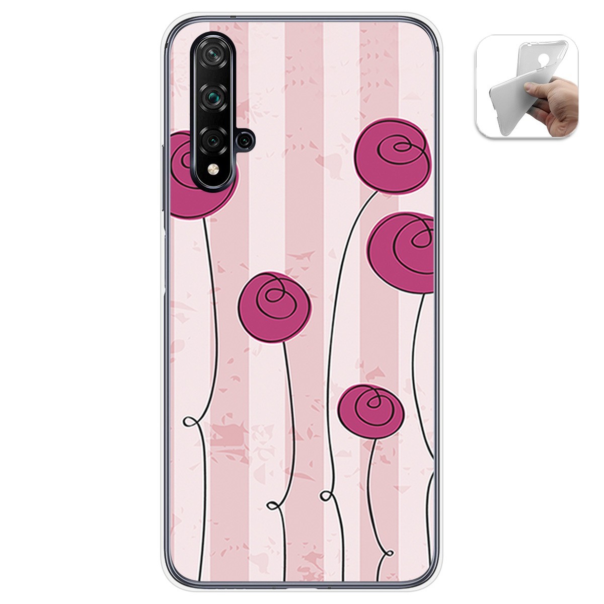 Funda Gel Tpu para Huawei Nova 5T / Honor 20 diseño Flores Vintage Dibujos