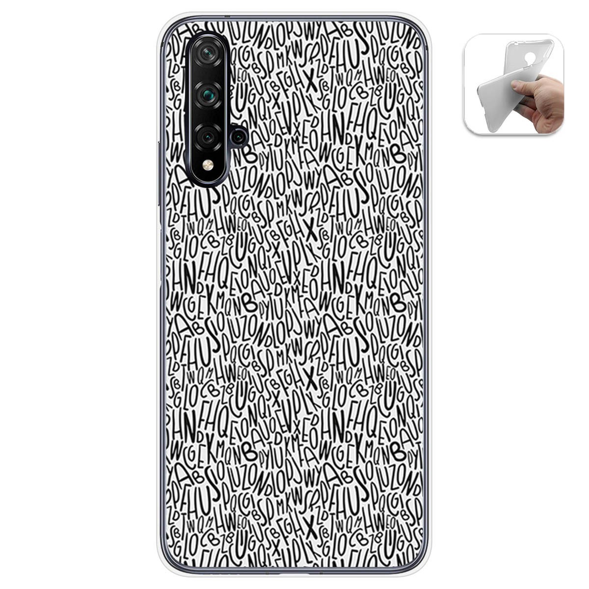 Funda Gel Tpu para Huawei Nova 5T / Honor 20 diseño Letras Dibujos