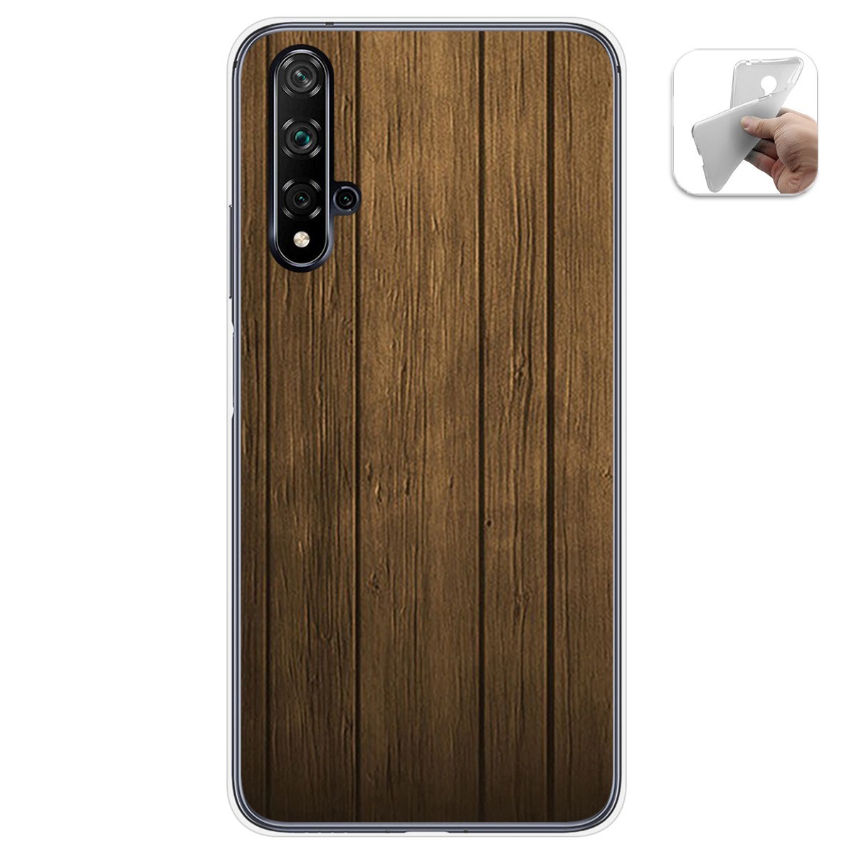 Funda Gel Tpu para Huawei Nova 5T / Honor 20 diseño Madera Dibujos