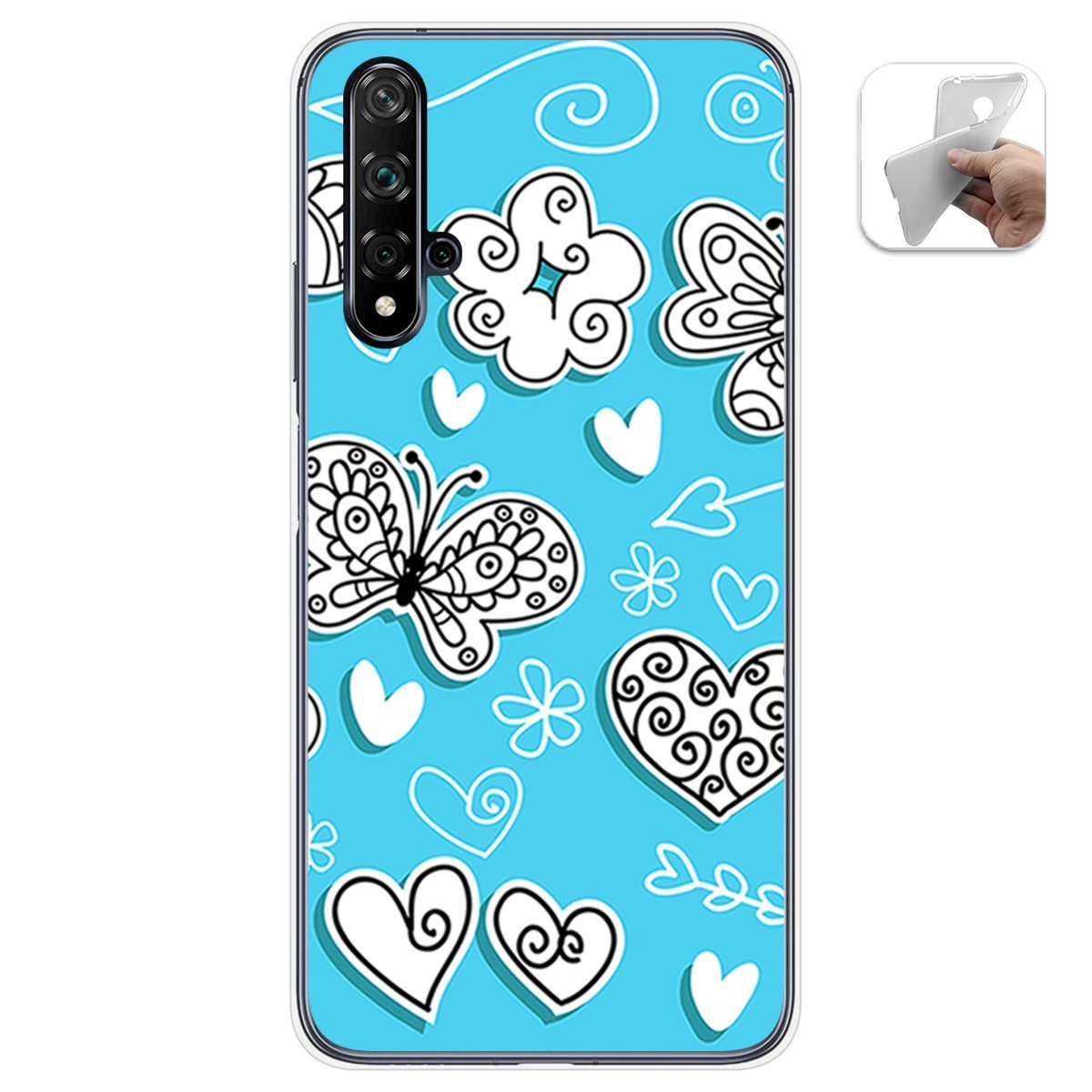 Funda Gel Tpu para Huawei Nova 5T / Honor 20 diseño Mariposas Dibujos