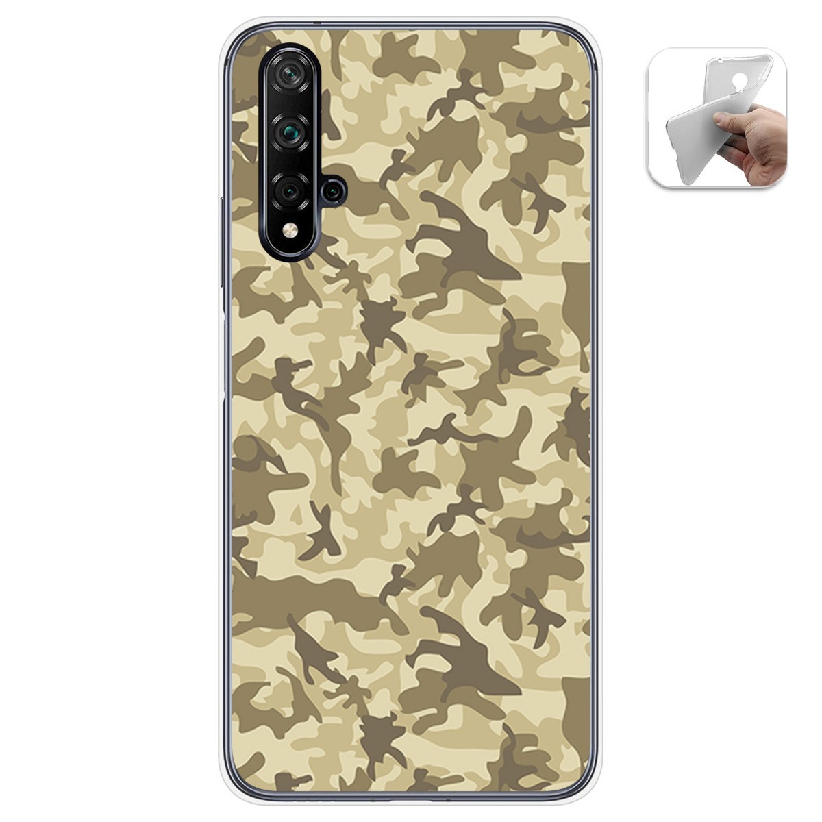 Funda Gel Tpu para Huawei Nova 5T / Honor 20 diseño Sand Camuflaje Dibujos