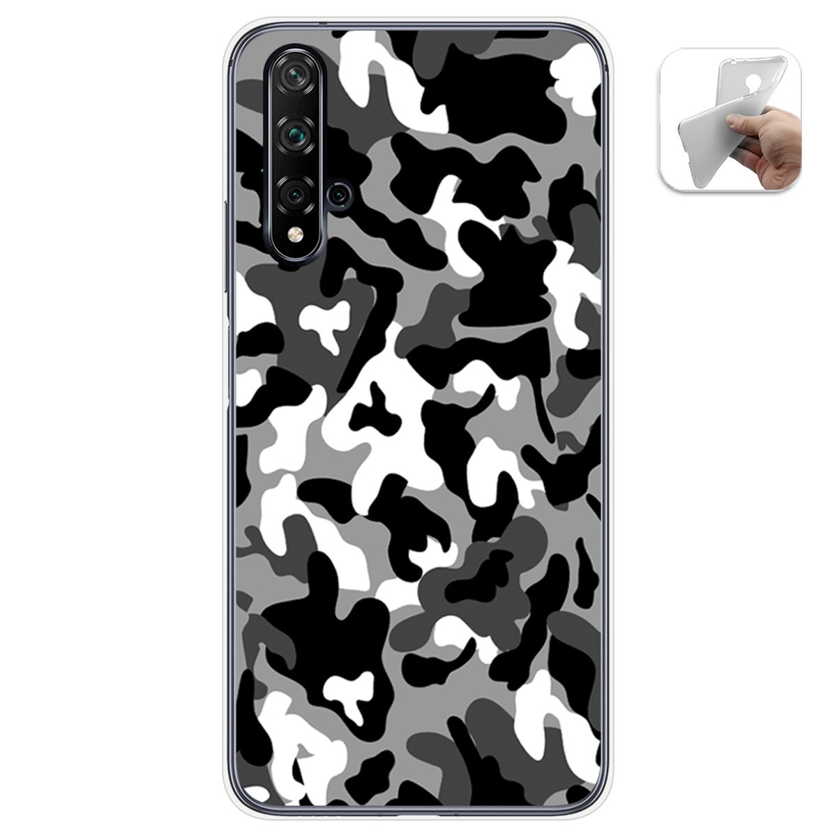 Funda Gel Tpu para Huawei Nova 5T / Honor 20 diseño Snow Camuflaje Dibujos
