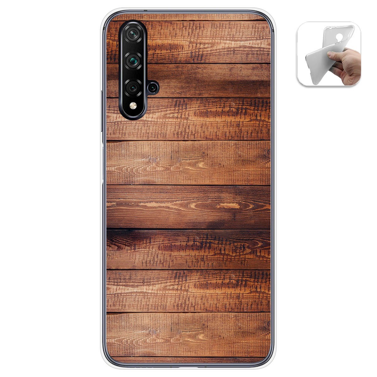 Funda Gel Tpu para Huawei Nova 5T / Honor 20 diseño Madera 02 Dibujos