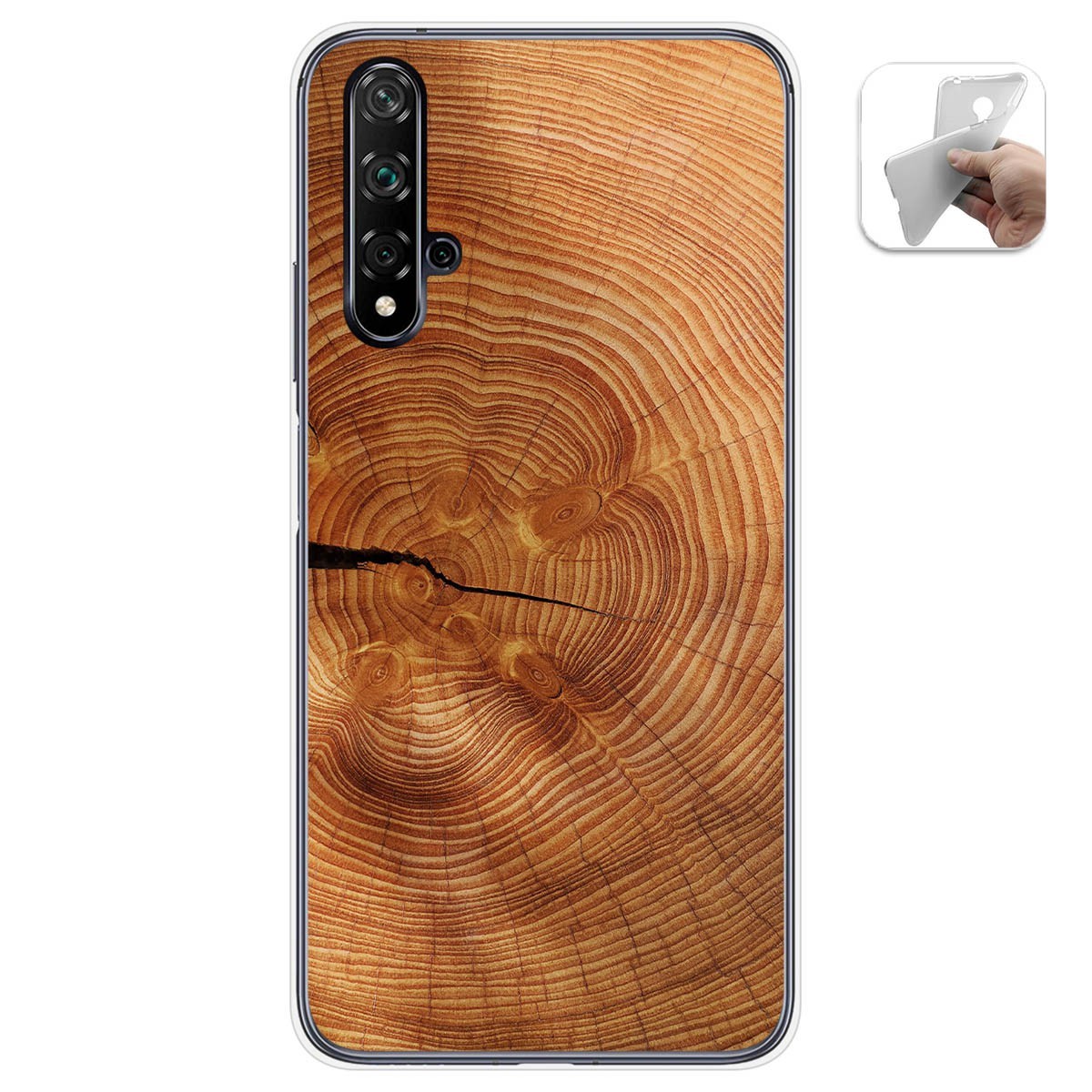 Funda Gel Tpu para Huawei Nova 5T / Honor 20 diseño Madera 04 Dibujos