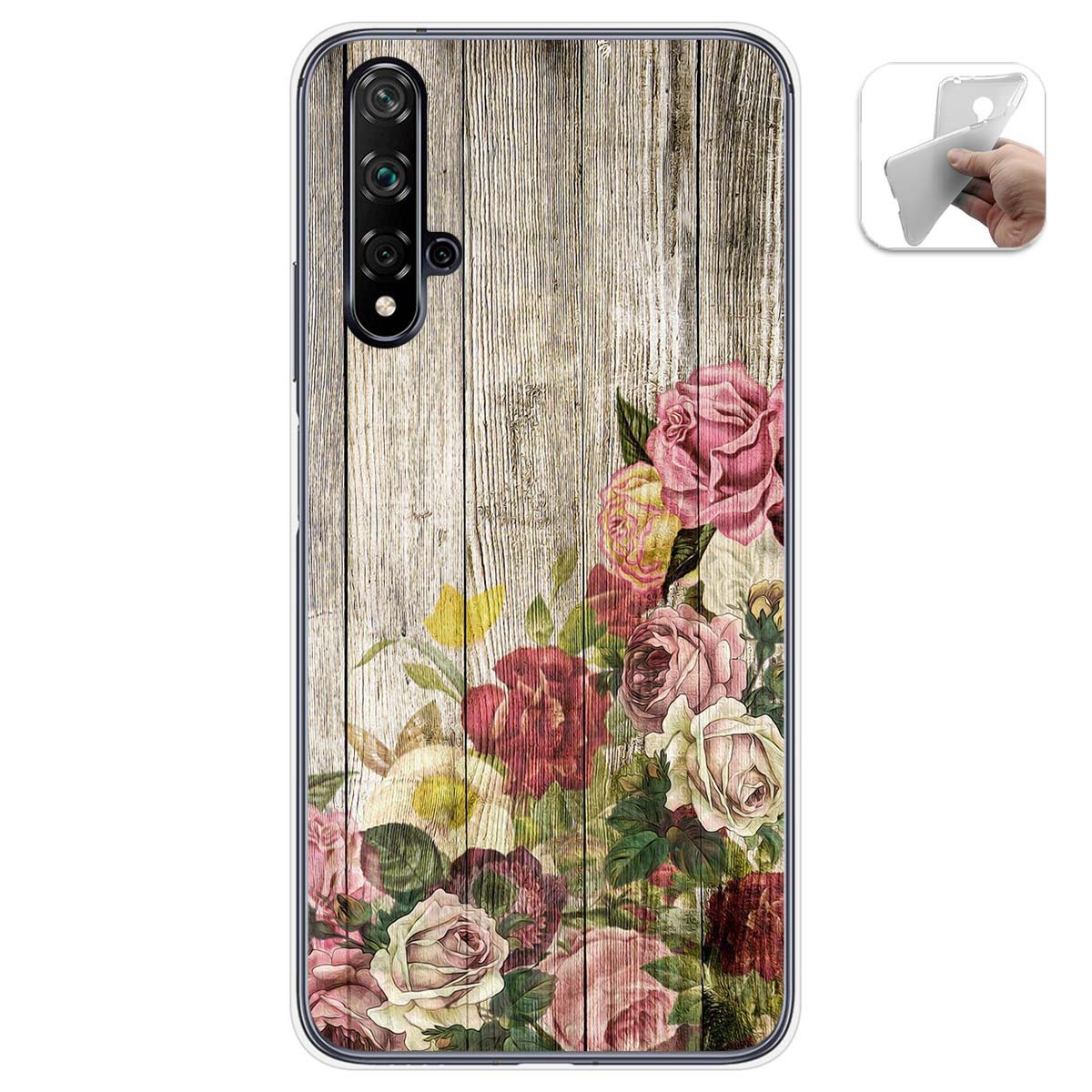 Funda Gel Tpu para Huawei Nova 5T / Honor 20 diseño Madera 08 Dibujos
